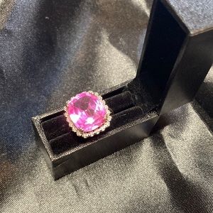 Pink Sapphire Ring in 10KT Solid white Gold
